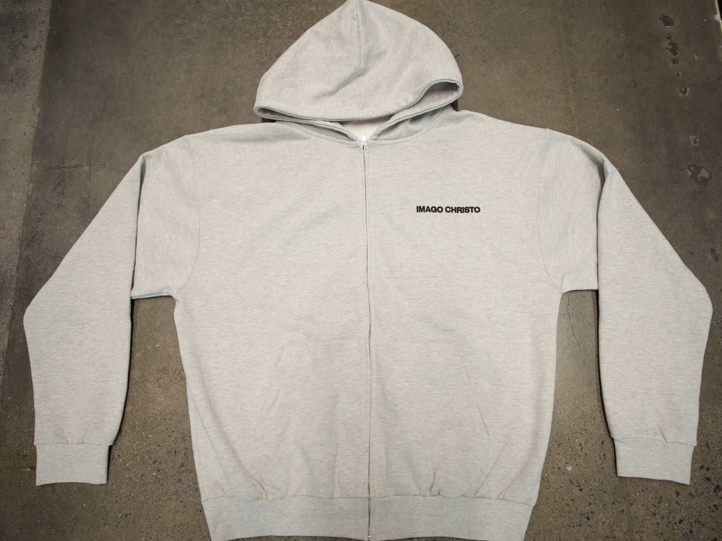 GRAY CROPPED “IMAGO CHRISTO” ZIP UP