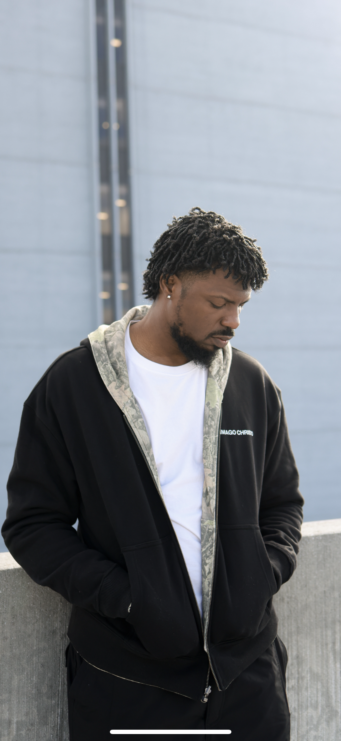 REVERSIBLE BLACK and CAMO IMAGO CHRISTO” ZIP UP