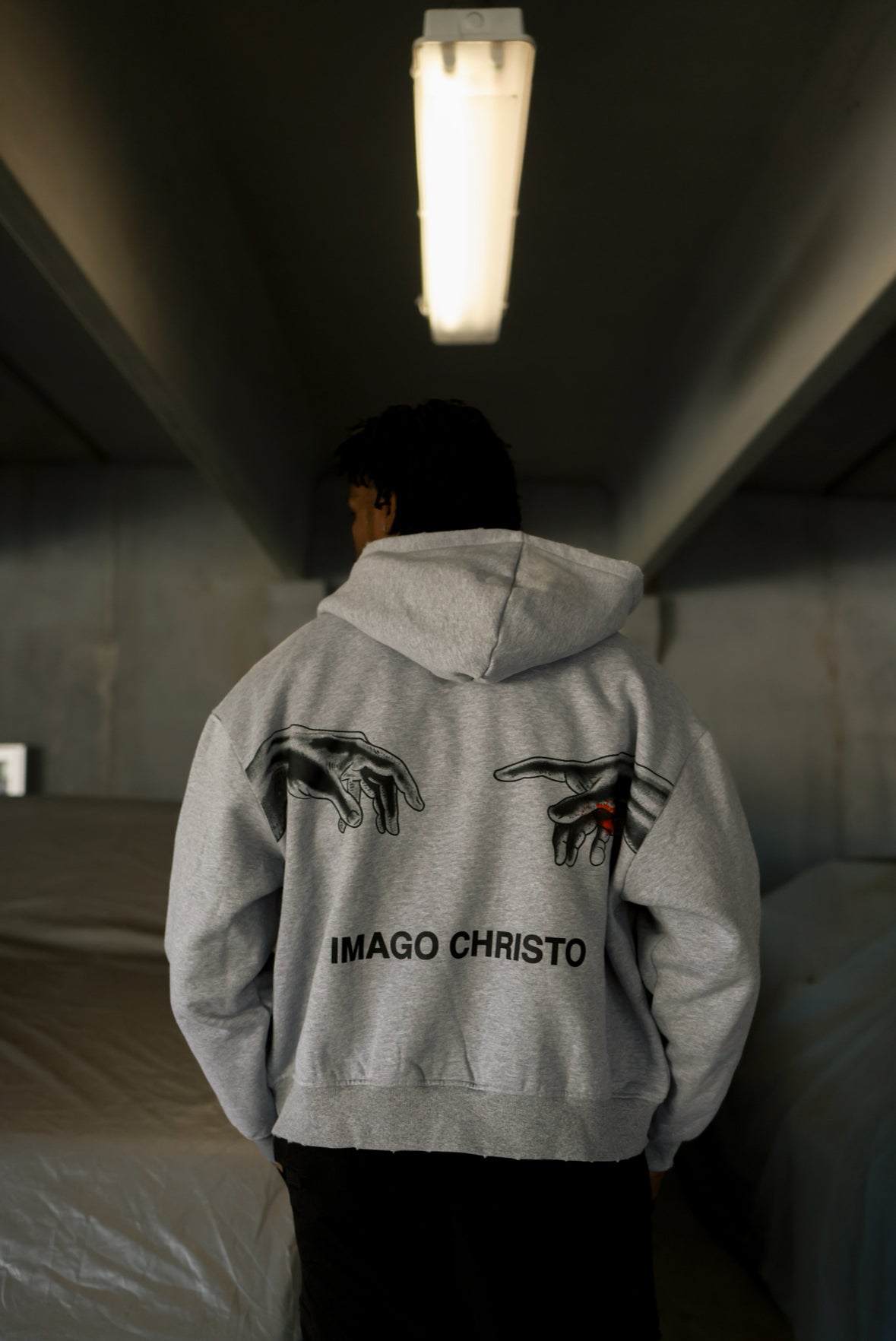 GRAY CROPPED “IMAGO CHRISTO” ZIP UP