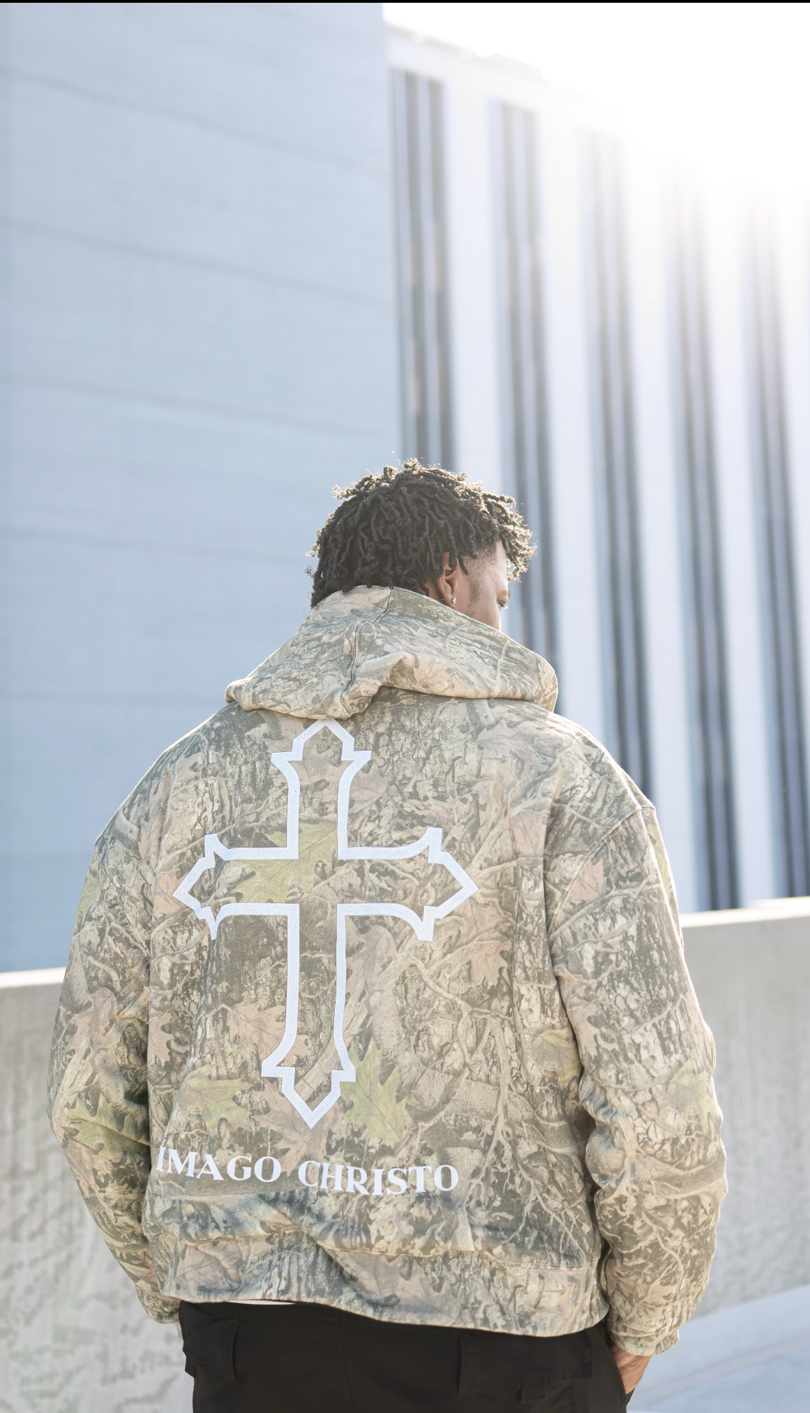 REVERSIBLE BLACK and CAMO IMAGO CHRISTO” ZIP UP