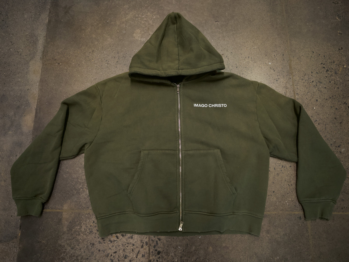 GREEN CROPPED “IMAGO CHRISTO” ZIP UP